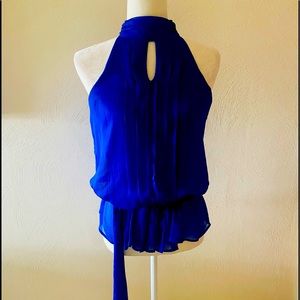 Cobalt Sleeveless Blouse with Tie belt by Cache